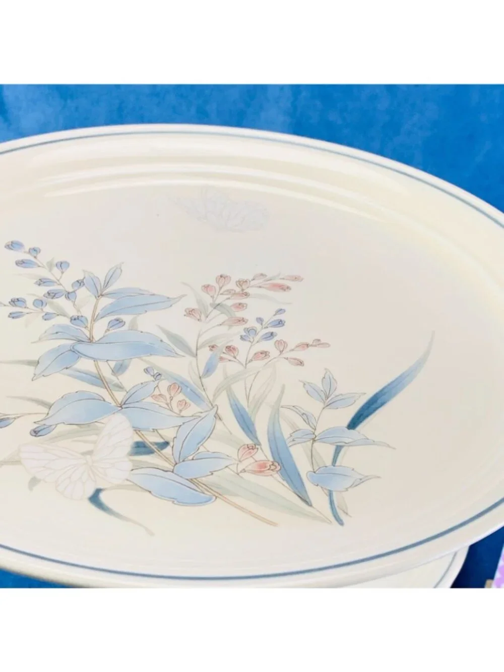 Noritake Keltcraft KILKEE 9109 Blue Floral Butterfly Ireland Dinner Plates Set 4